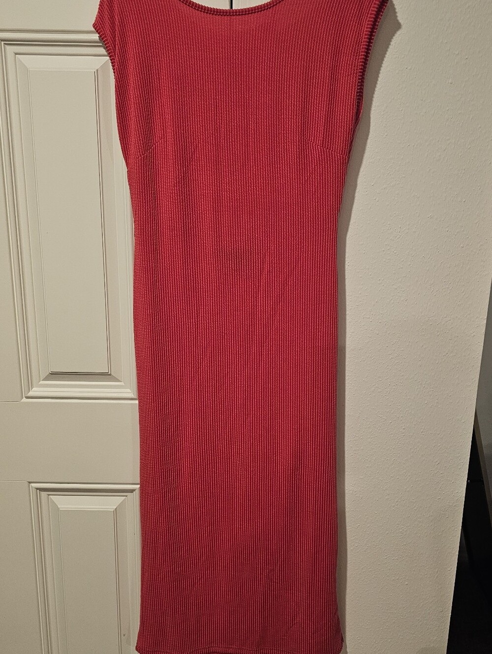 Sleeveless Pink Ribbed Knit Dress
